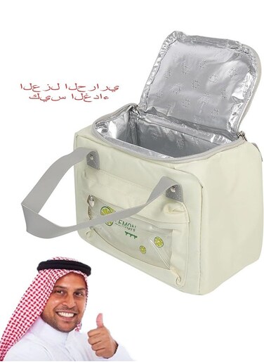 Lunch Bag Portable Bento Bag Tote Purse For Child Hand Bags Polyester Insulated Bag,Beige Grey