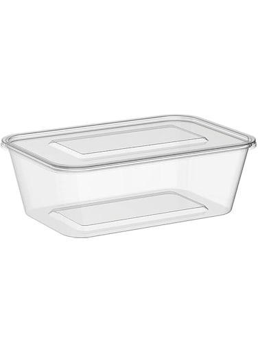 Blueberry Microwavable Food Container Clear Rectangular - 1000ml - (25)