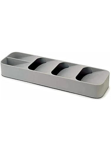 Oasisgalore Small Cutlery Organiser Box, Spoon Organizer, Kitchen Drawer Spoon Storage, Utensil Organiser, Cutlery Tray Holder (Grey)