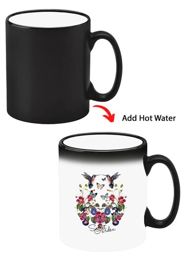 Color Changing Heat Sensitive Ceramic Mug, Image Revealed When HOT Liquid is Added! Secret Garden