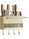 No-Drill Wall-Mounted Utensil Organizer &acirc;&euro;&ldquo; 3 Compartments for Knives, Spatulas &amp; Cloths, Space-Saving Kitchen Storage Solution (Matcha Green)