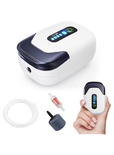Azonee Aquarium Air Pump Rechargeable Portable Oxygen Pump Quiet Aerator Quiet Fish Tank for Fish Tank up to 30/70 Gallon Outdoor Fishing Fish Transport and Power Cut 1W/AR-11