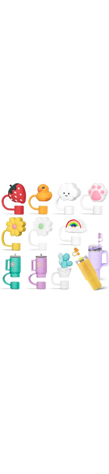 10pcs Straw Cover Cap for Stanley Cup 30&amp;40 Oz, Tumbler Shape Straw Lids Silicone Straw Topper Straw Tips Cover Reusable Straw Plugs Soft Cute Straw Dispenser Tips for 8-10 mm Stanley Cups Straws