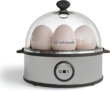 NutriCook Rapid Egg Cooker: 7 Egg Capacity Electric Egg Cooker for Boiled Eggs, Poached Eggs, Scrambled Eggs, or Omelettes with Auto Shut Off Feature