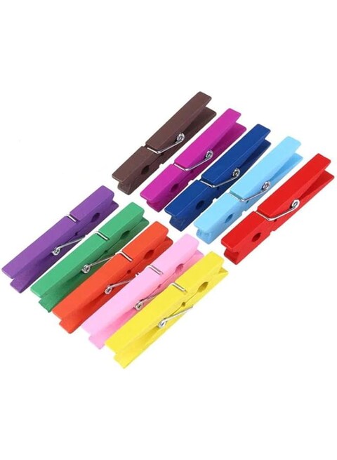 50PCS Colored Wooden Clothespins, Clothes Pins for Clip Pictures Photos Decorative Small Colorful Wood Closepins Clips 2.9inch 10 Color Each 5Pcs