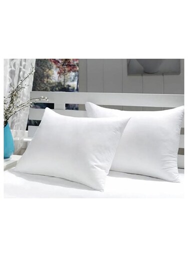 Linen Klub Pack Of 2 Press Pillow Size 50cm x 70cm , Outer Cover: 100% Microfiber Filling: 700grams Hollow Fiber Soft Feel ,Color: White