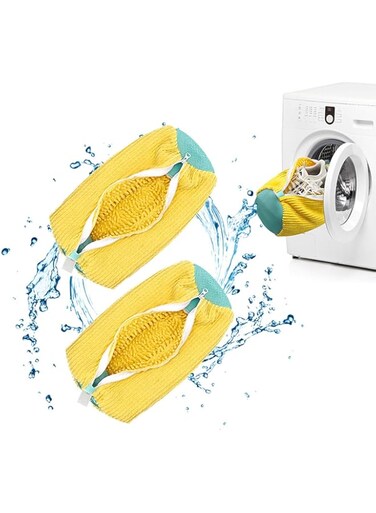 SUSOO 2 Pcs 360&deg; Shoe Washing Bag for Washing Machine, Reusable Laundry Bag for Washer and Dryer, Fluffy Fibers for Sneaker Cleaning, Mesh Shoe Wash Bag for Sneakers,Gym Trainers and All Shoes Types