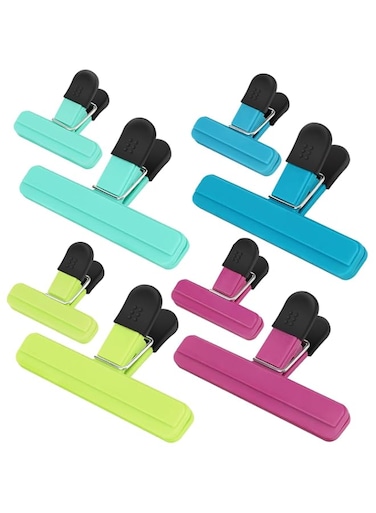 Duomama 8 Pack Airtight Food Clips, Wide Grip Sealing Bag Clips for Fresh Food Storage - Includes 4 Large &amp; 4 Small Clips