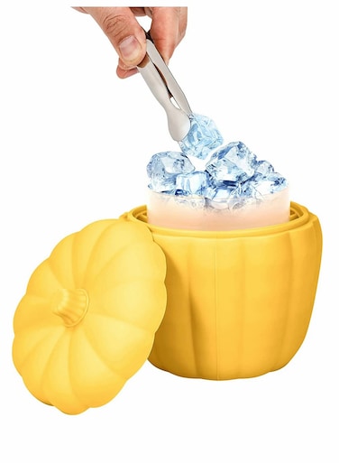 Ice Cube Tray, Silicone Pumpkin Ice Cube Maker Mold for Freezer, Mini Ice Bucket with Container Making 60pcs Ice Cube for Cooling Coffee and Coke