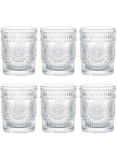 Kingrol 6 Pack 9.5 oz Romantic Water Glasses, Premium Drinking Glasses Tumblers, Vintage Glassware Set&acirc;&acirc;&sbquo;&not;&acirc;&euro;&scaron;for Juice, Beverages, Beer, Cocktail