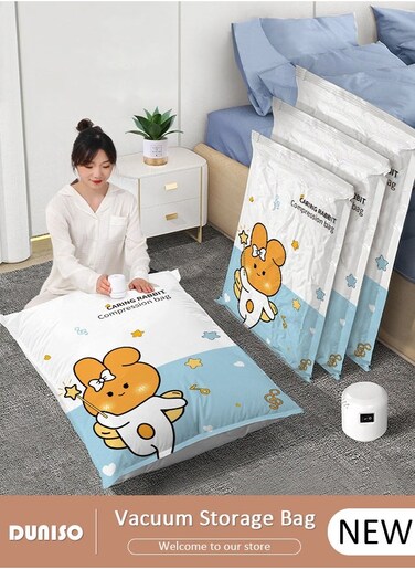 Vacuum Storage Bags, Pack of 10 Save 80% Space (2 Jumbo + 2 Large + 2 Medium + 4 Small) Reusable Vacuum Sealer Bags for clothes, blankets, bedding, pillows and Duvet with Electric Pump for Travel