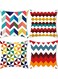 Cushion cover 18*18 inch KASTWAVE square pillowcase 45*45 cm 4 piece set colorful geometric retro linen home decoration cushion cover living room, bedroom sofa New Year pillowcase