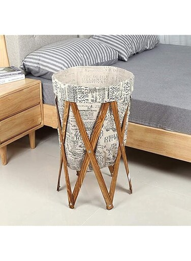 Makeup Toy Foldable Wooden Laundry Hamper with Removable Washable Cotton Bag, 64L Large Portable Clothes Basket, Multipurpose Dirty Laundry Organizer, Space-Saving Laundry Storage