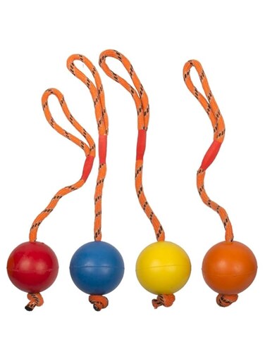 Duvo Rubber Ball With Rope Mix Mixed Colors 30cm - &oslash;6cm Length - 6cm (1 Pcs)