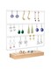 DELFINO Earring Organiser, Jewelry Stand, Earring Display Stand with Wooden Tray/Dish for Earrings Necklace Bracelet Rings, Earring Holder for Hanging Earrings (66 Holes/3 Layers)