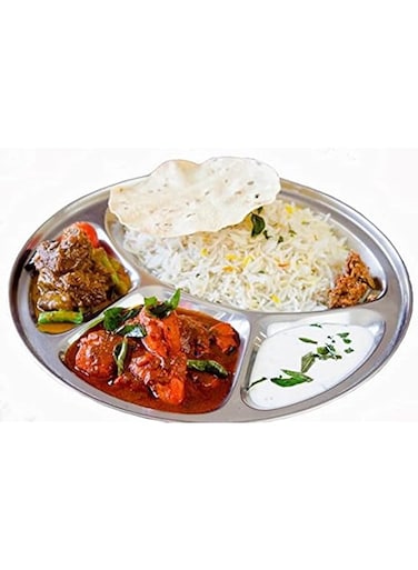 IVAAN Round 4 Compartment Thali,Stainless Steel 4 Compartment Round Thali,Steel 4 Compartment Round Plate,Round Thali,Dinner Plate,Indian thali,Dinnerware Thali,Thali,Mess Tray