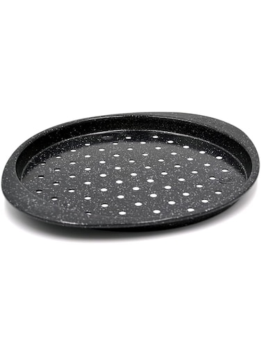 Prestige Granite Pizza Crisper Pan with Carbon Steel Coating for Home Oven Baking Premium Quality Non-Stick Tray Black 12-Inch PR48777