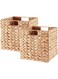 Vagusicc Storage Basket, Set of 2 Handwoven Water Hyacinth Storage Baskets, Foldable Wicker Storage Basket 9 Inch Cube Storage Bin for Shelves Laundry Organizer Square Shelf Baskets, 9''x9''x9''