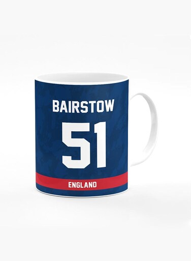 Designer Printed Coffee Mug with Heavy Duty Handle 11oz Ceramic Personalised Gift Mugs Cup [Microwave Safe &amp; Dishwasher Proof ] - Cricket Player - Jonny Bairstow, Jersey Number - 51