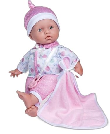 JC Toys La Baby Caucasian 11-Inch Small Soft Body Baby Doll, - La Baby, Washable  Removable White &amp; Pink Floral Outfit W/Hat, Pacifier &amp; Blanket, For Children 12 Months +