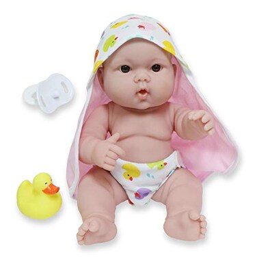 JC Toys - Lots To Love Babies 14" All Vinyl Doll, 4 Piece Bath Time Gift Set, Posable &amp; Waterproof, Ages 2+ Pink