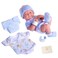 JC Toys 8 Piece Layette Baby Doll Gift Set, - La Newborn Nursery, 14" Life-Like Smiling Doll W/Accessories, Blue, Ages 2+