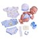 JC Toys 8 Piece Layette Baby Doll Gift Set, - La Newborn Nursery, 14" Life-Like Smiling Doll W/Accessories, Blue, Ages 2+