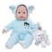 JC Toys Berenguer Boutique Soft Body 38Cm Blue Baby Doll Open/Close Eyes With Play Elephant