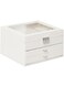Jewelry Box Organizer, Jewelry Organizer for Women Girls, 3 Large Layers Display Organizer, Large PU Leather Jewelry Box, Jewelry Box for Earrings, Rings, Necklaces, Bracelets (White-2)