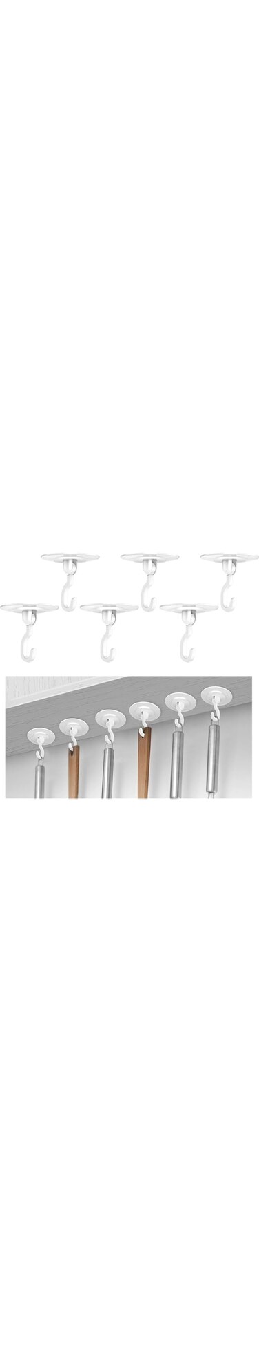 Aputue Ceiling Hooks, 6 pcs Transparent BPB Powerful Stainless Steel Eye Hooks, No Hole Hanger, Non-fading Eco-friendly Waterproof Plant Hooks for Ceiling for Bathroom, Bedroom, Kitchen