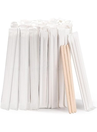 14 Cm Disposable Wooden Coffee Stirrers [200 Pack] Individually Wrapped Stir Sticks For Tea, Hot Chocolate And Craft Projects