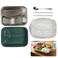 Stainless Steel Lunch Box with 3 Compartments, SUS304 Inner Tray, Spoon and Chopsticks Included, Leak-Resistant Silicone Seal for Daily Meals at Work, School, or Outdoors SOBHYS (Green)