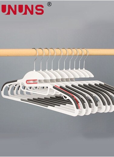 10-Piece Non-Slip Hanger Set,360&deg; Swivel Hook,Horizontal Bar Design,Heavy Duty Clothes Hangers With Anti-slip Rubber,Space Saving Organizer For Necktie,Shirts,Pants