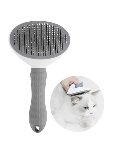 2 in 1 Cat and dog hair removal brush with release button for pet massage hair removal to remove tangled and loose hair, small and medium sized large cat and dog hair brush, self-cleaning smooth brush