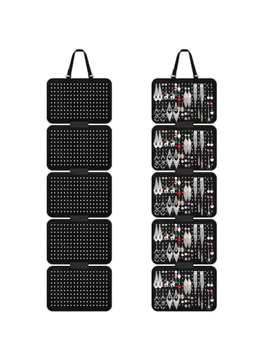 Removable Hanging Earring Holder, Hanging Jewelry Organizer, Holds Up to 450 Pairs Earrings, Holders Felt Wall Mount Stud Earring Display, Large Capacity Brooch Pin Storage Bag for Women Girls, Black