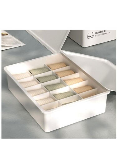 Plastic underwear storage box, closet wardrobe with dust cover, stackable, socks and bra dispenser for bedroom cabinet, scarf tie cable drawer divider (for socks)