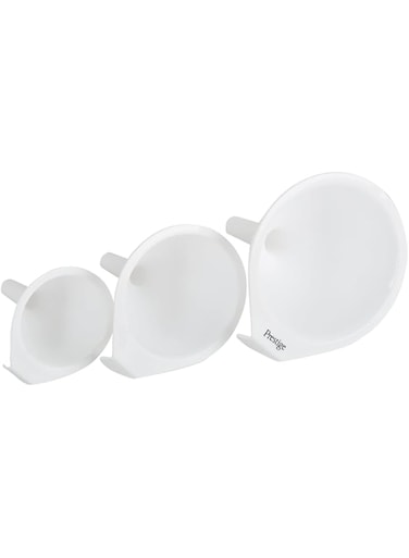 Prestige Plastic Funnel Set, 3 Pieces, White