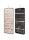 BAGSMART Hanging Jewelry Organizer Storage Roll with Hanger Metal Hooks Double-Sided Jewelry Holder for Earrings, Necklaces, Rings on Closet, Wall, Door, 1 piece, Large, Black
