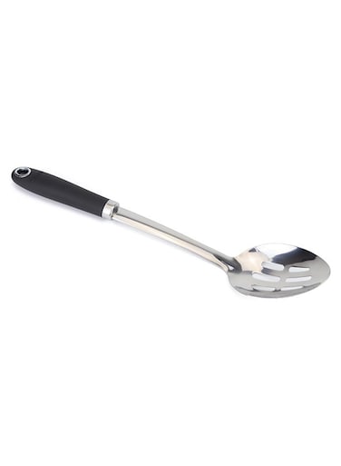 Pro Slotted Spoon With Handle Silver/Black 13 inch