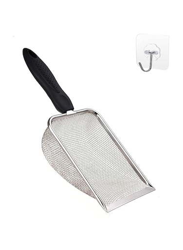 Cat Litter Scoop Stainless Steel Mesh Scooper with Long Handle, Durable Metal Non-Stick Deep Shovel Pet Scoop Little Sifter Kitten Pooper Lifter for Litter Box, Cat Dog Rabbits Hamster