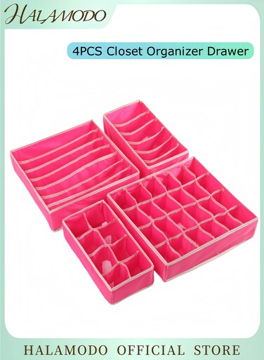 4PCS Closet Underwear Organizer Drawer Divider Foldable Underwear Drawer Organizer Closet Dividers Storage Box for Clothes &amp; Socks