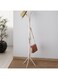 HOME Bavaria Clothes Rack  Wooden/ Metal Clothing Rack with Modern Hooks For Bag, Hat, Jacket, Purse, Umbrella   Freestanding Hat Rack Coat Hanger For EntrywayL44xW44xH170cm - Cream/Beige