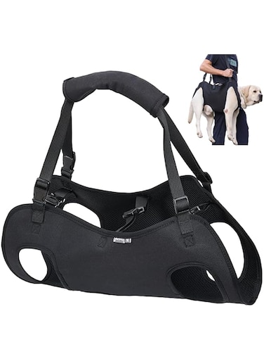 Dog Lift Harness, Emergency Backpack Pet Legs Support &amp; Rehabilitation Dog Sling Carrier, Pet Support &amp; Rehabilitation Sling Lift Adjustable Padded Breathable Straps for Senior Elderly Dogs (L)