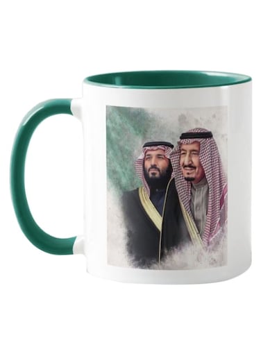 Piece King And Crown Prince Of Ksa Printed Coffee Mug Green/White