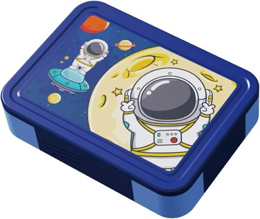 Kids Large Plastic Bento Lunch Box - Astronaut Design, BPA-Free, Leakproof, Spacious Container for Kids