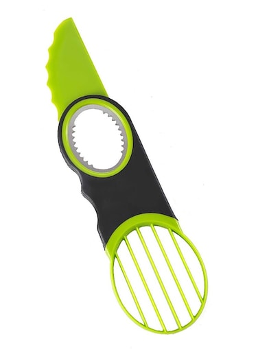 3-in-1 Multi-Function Avocado Slicer , Kiwi Fruit Cutter Tool , Peeler and Slicer, Kitchen Gadget For Mango, Banana, Dragon Fruit, Green/Black, 6*22.5 cm