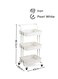 3 Tier Utility Rolling Storage Cart With Handles And Lockable Wheels Pearl White 43x36x86.5cm