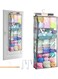 Yarn Storage, Hanging Organizer with 4 Compartments, Clear Door Zippered Yarn Holder, Large Capacity Pockets for Crochet Hooks Threads Clothes Purses, Durable and Space-Saving, Gray