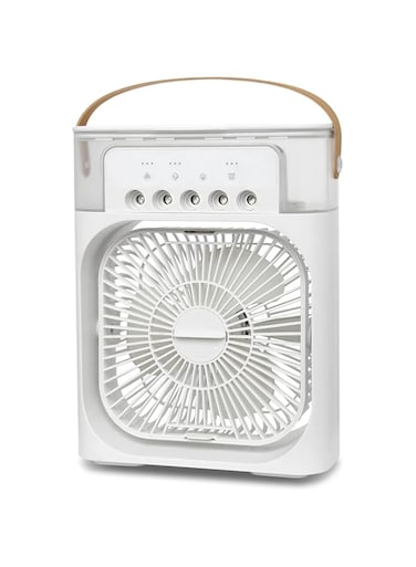 Toshionics Portable Mini Air Conditioner Fan with Evaporative Cooling, Humidifier, Timer, and LED Light - USB Powered Cooling Fan for Home, Office, and Outdoor Use (White)