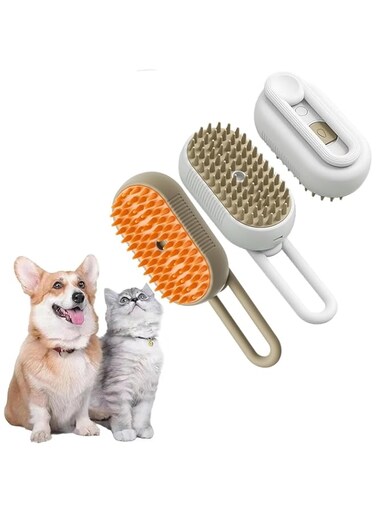 Rayyan 2 PCS Cat Dog Steam Brush,3 In1 Cat dog Steamy Brush for Shedding with Water Tank,Multifunctional Wet pet Grooming Brush Steamer,Rechargeable Steaming Pet Brush for Short or Long Hair Cats Dogs